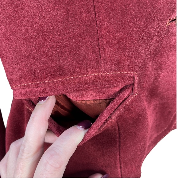 VTG 70's Burgundy/Maroon Suede WINLIT By Listeff Fashions Inc. Jacket VTG Sz 6 - Picture 4 of 12